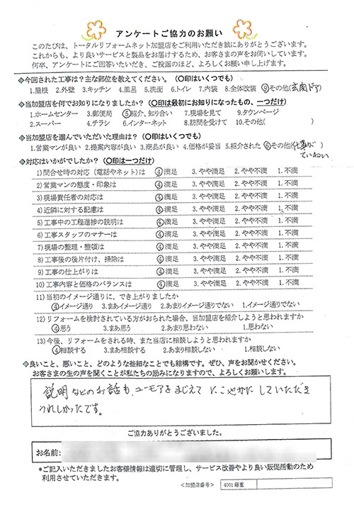 池田市 K様 玄関ドア工事